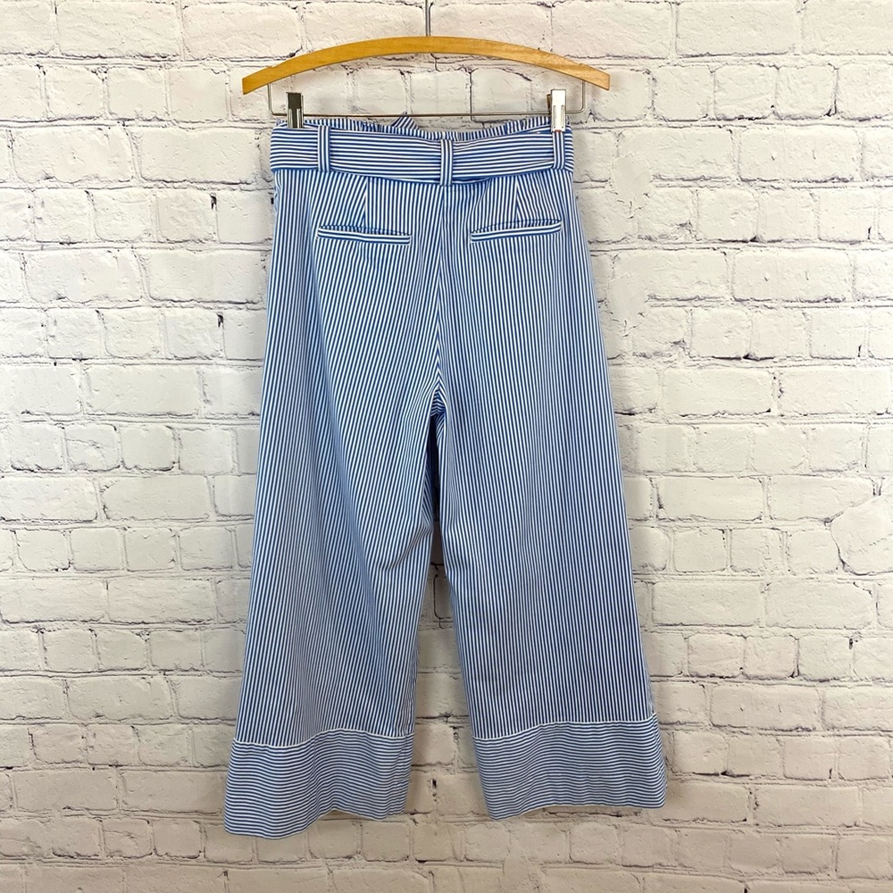 Banana Republic Pant Sz 0 Wide Leg Crop Stripe - Picture 5 of 8
